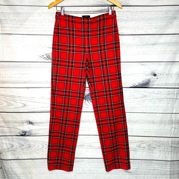 J. Crew tartan straight leg pants size 0 NWT
